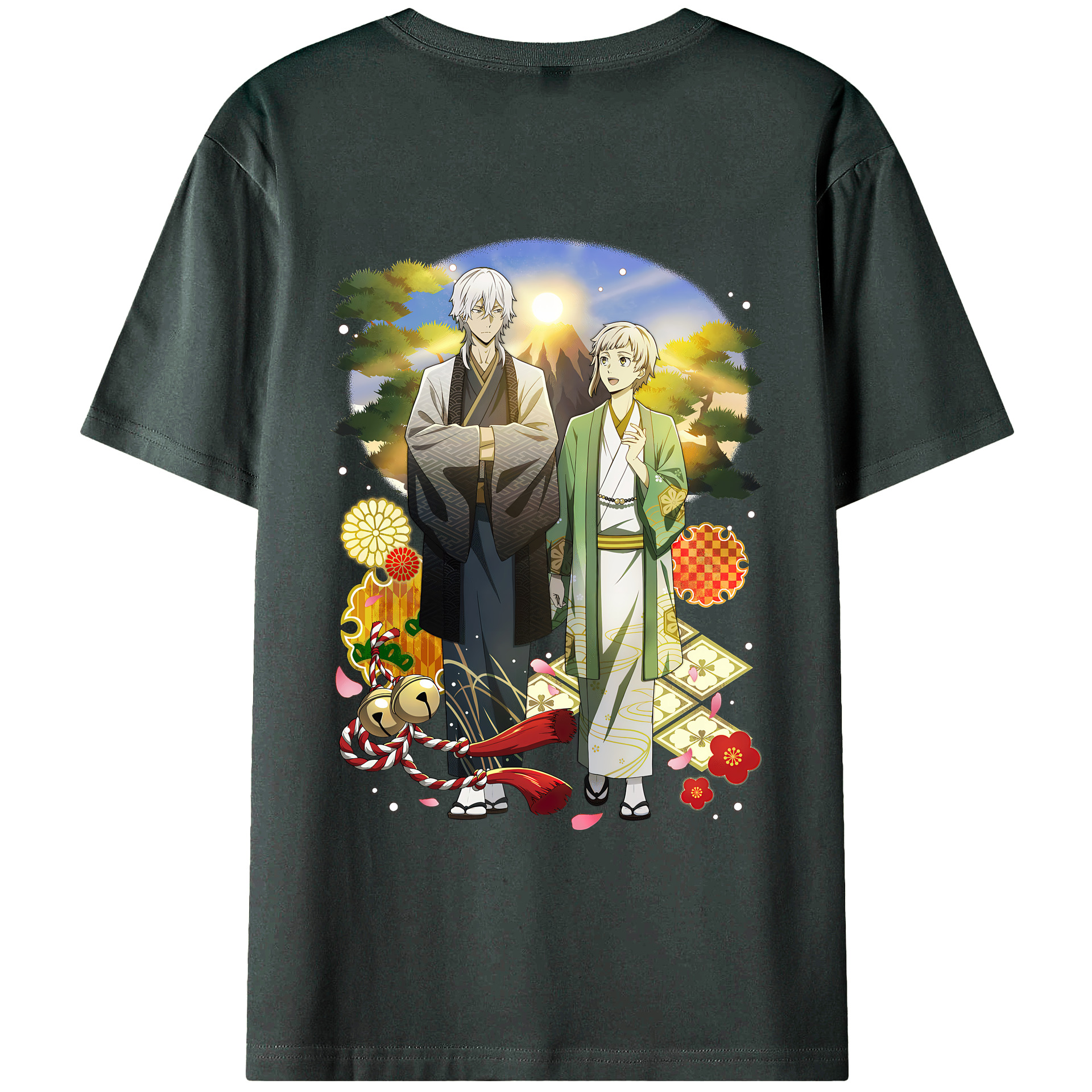 （画像用） 文豪ストレイドッグス Bungo Stray Dogs 綿100％ メンズ半袖Tシャツ（バックプリント） 通気性